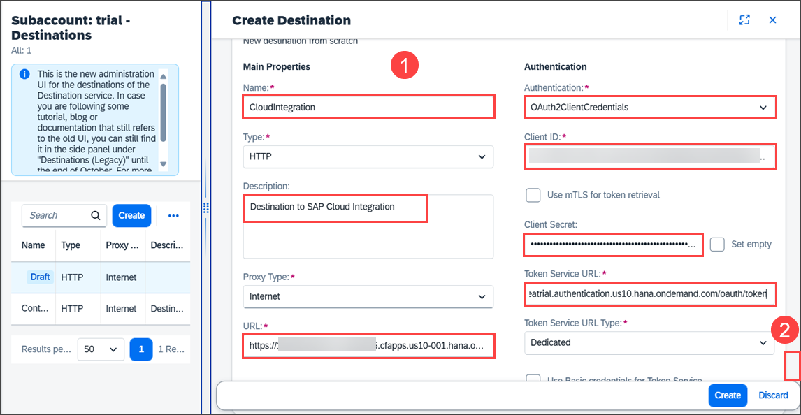 Create Cloud Integration Destination 3