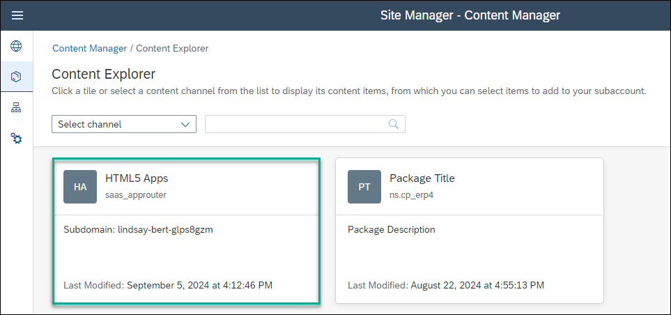 Select the HTML5 tile