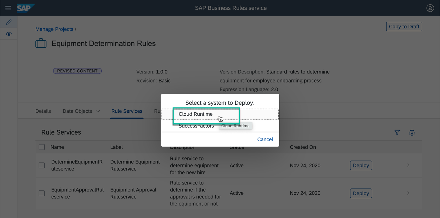 Deploy Business Rules