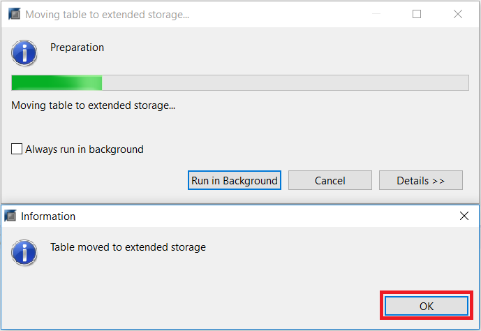 Confirm Using Extended Storage
