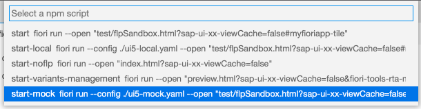 VSCode Select npm start mock
