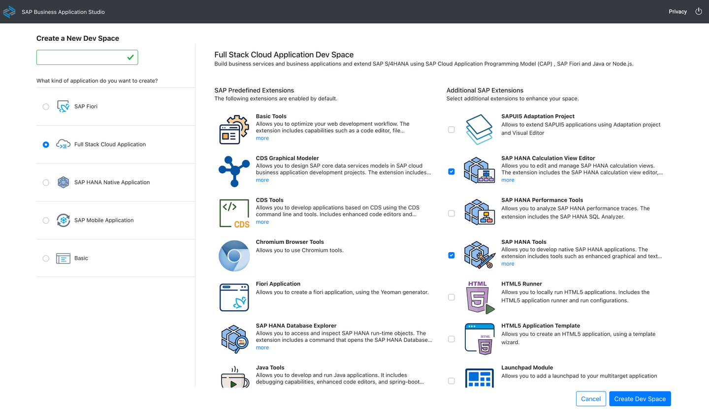 Configure Dev Space
