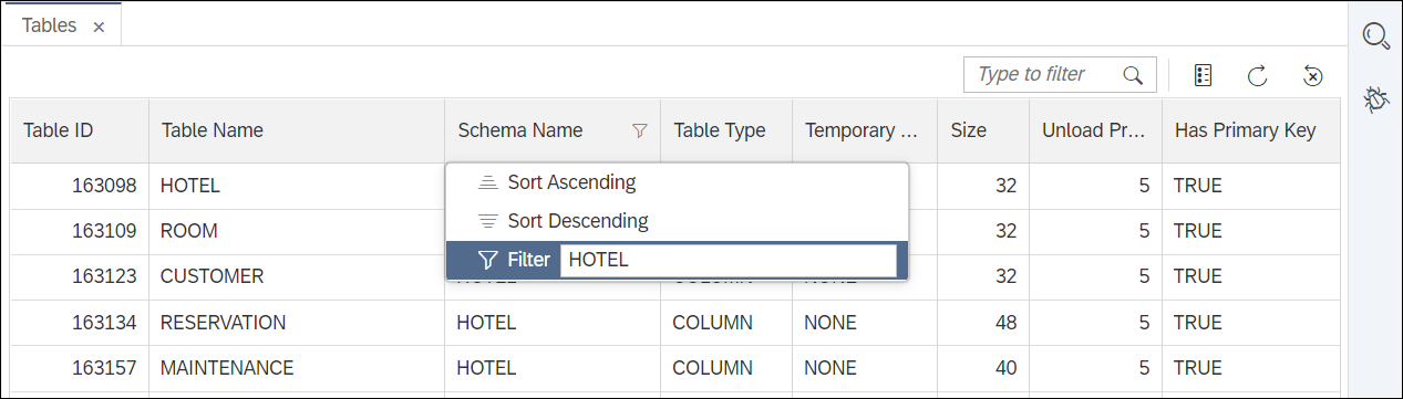 column filter
