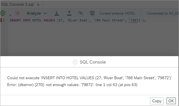 SQL Error Prompt