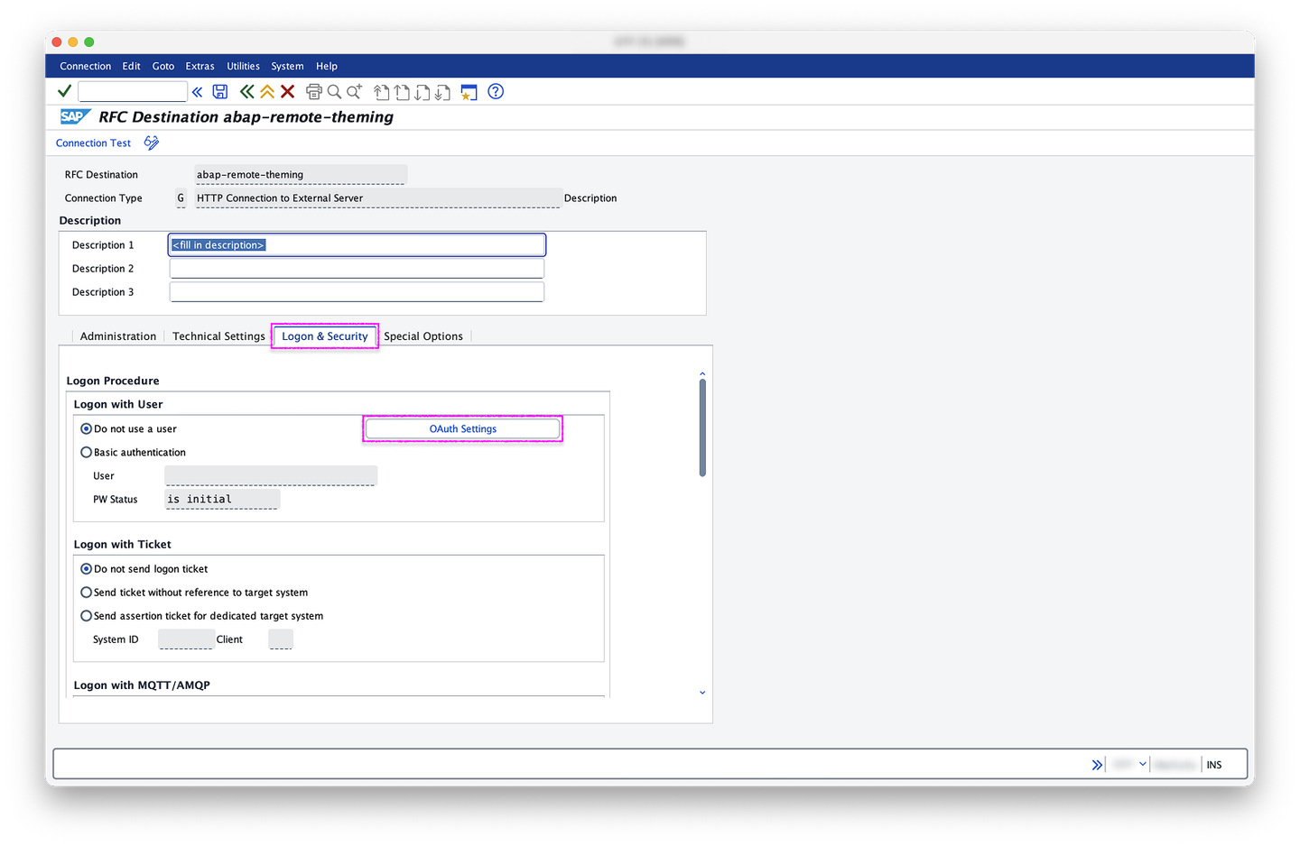 3.5: SM59 - logon & security