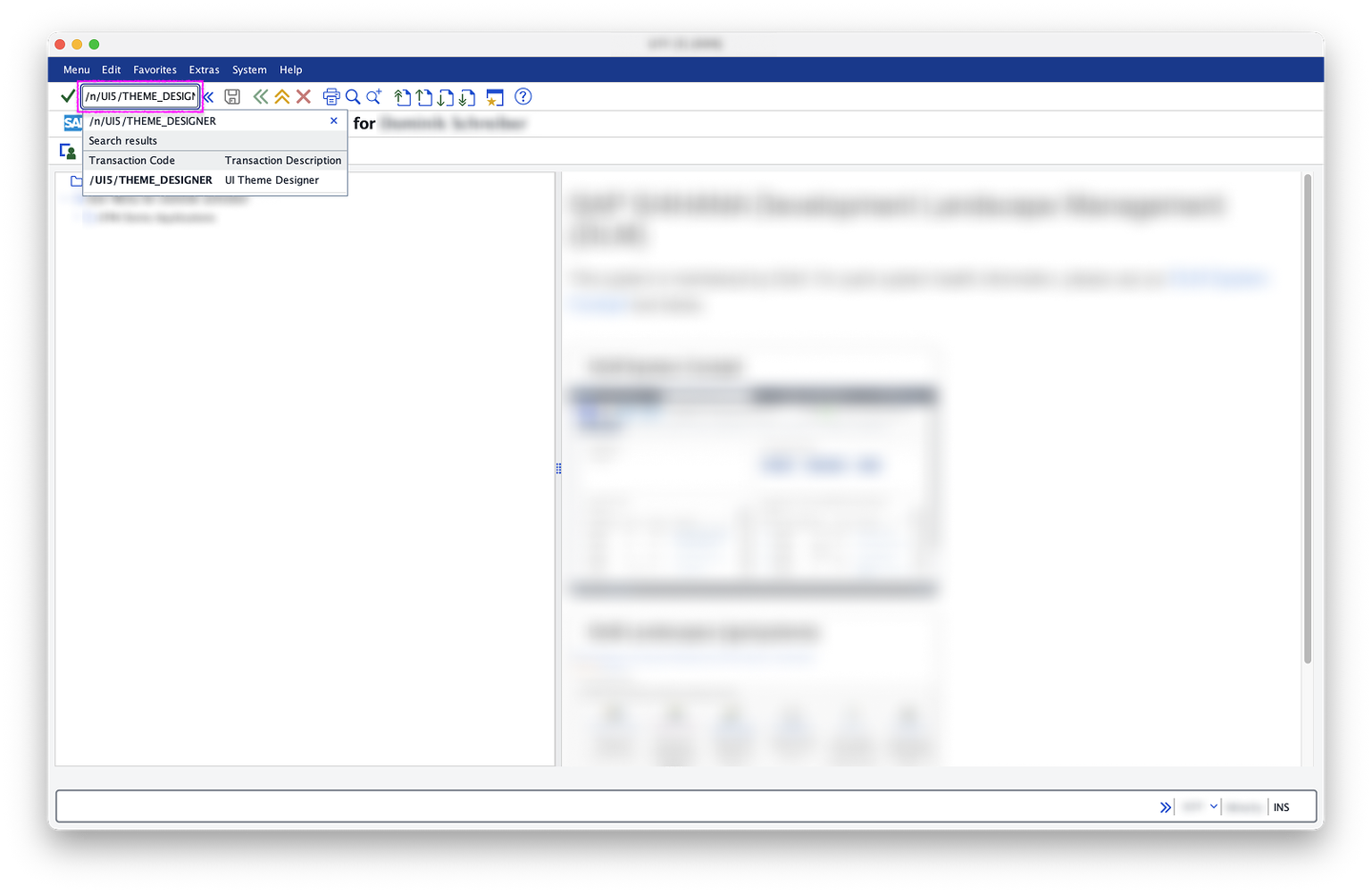 5.1: SAPGUI - easy access with /UI5/THEME_DESIGNER