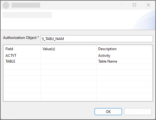 Search for authorization object S_TABU_NAM