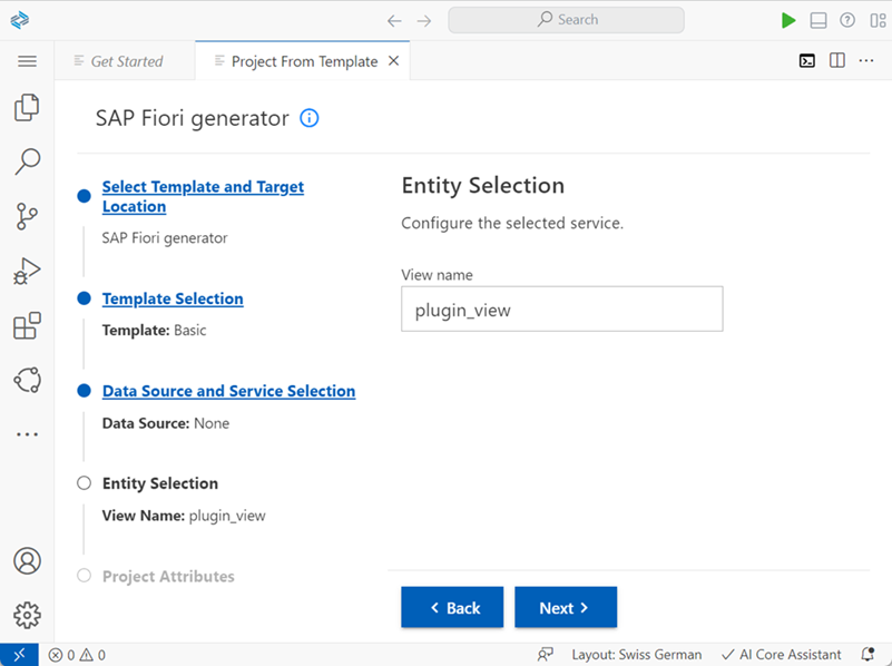 Create SAP Fiori application - Entity selection