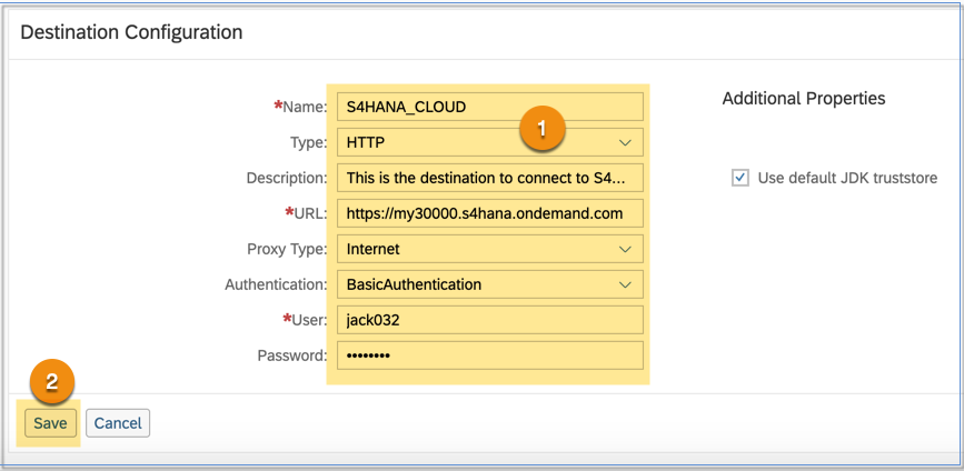 destination configuration