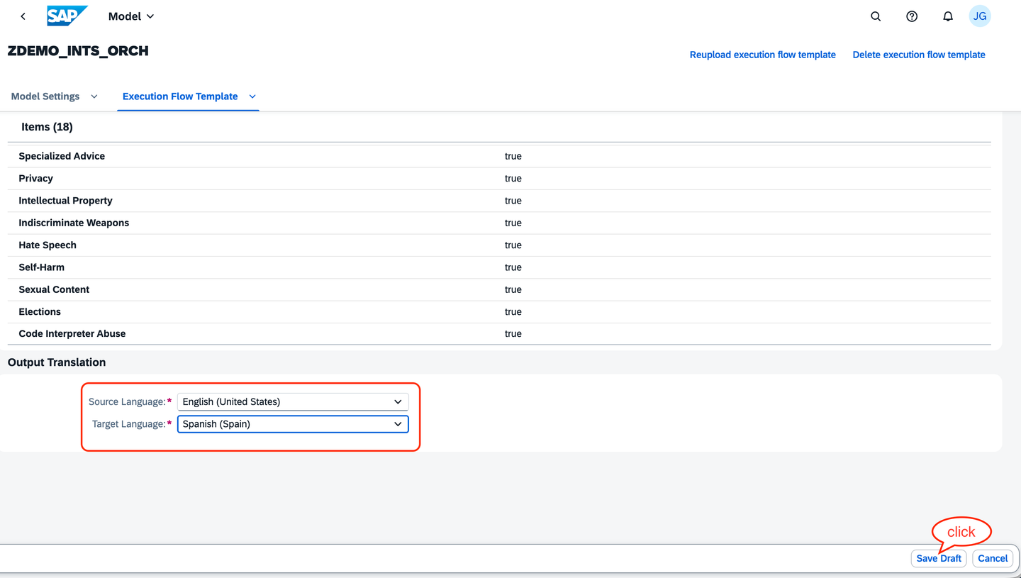 Choose the output translation module details