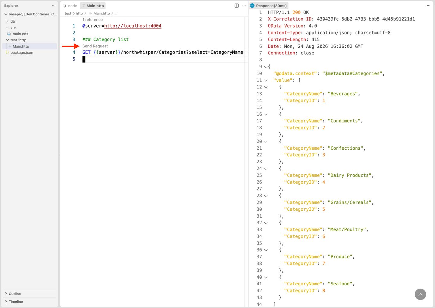 VS Code REST Client first request