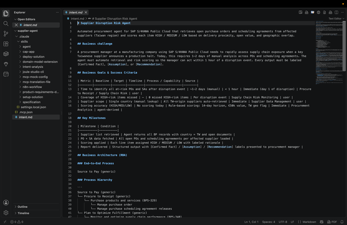 intent.md open in VS Code