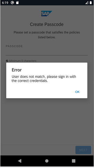 Forgot passcode warning