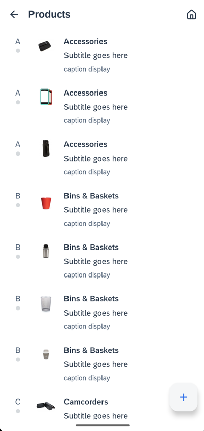 Products screen