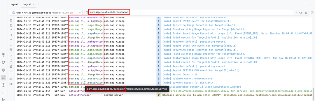 Debug log level output for foundation