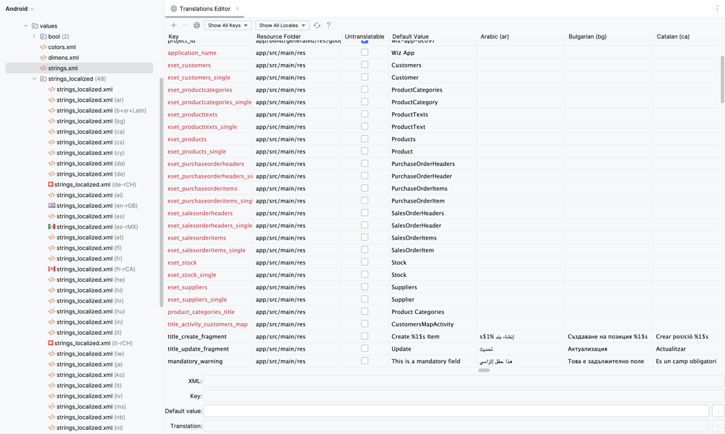 Translations Editor
