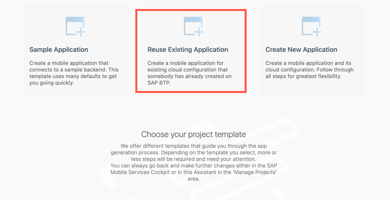Assistant Project Template Screen