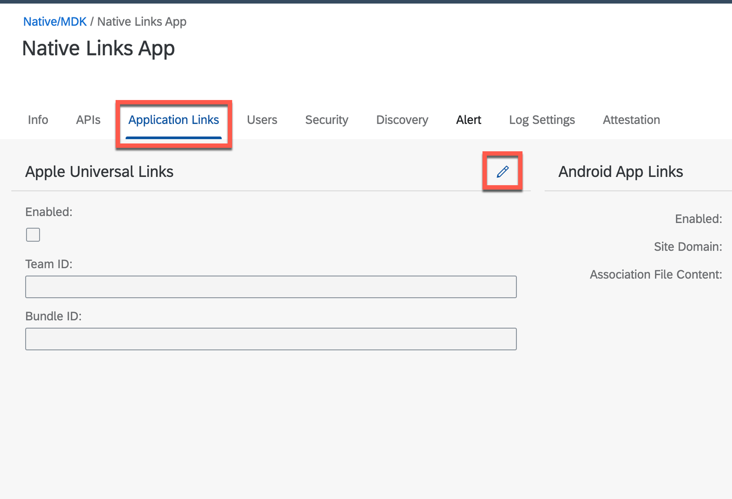 App Links Tab