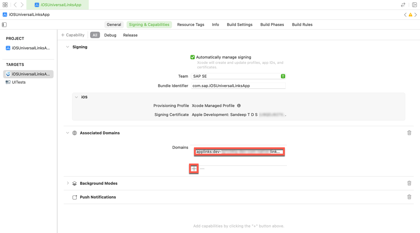 Custom Associaated Domain