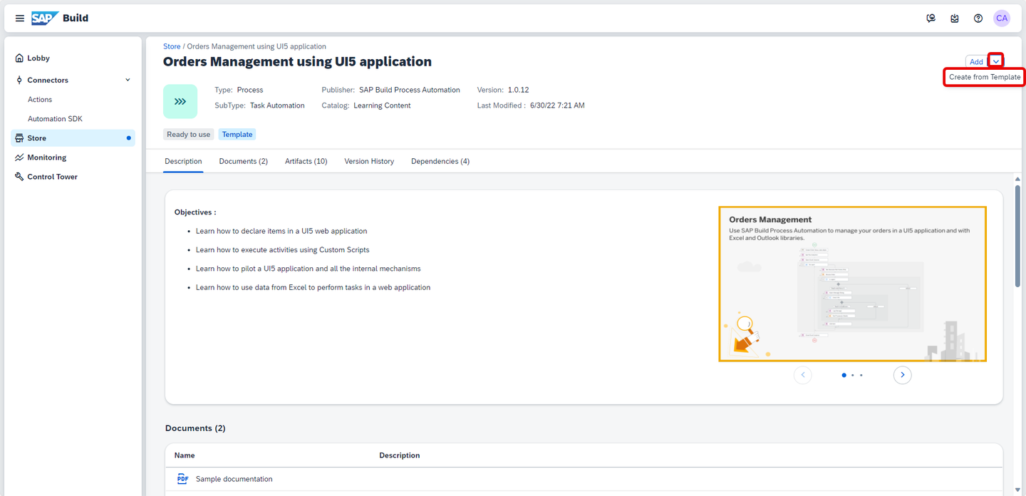 Add Create Template