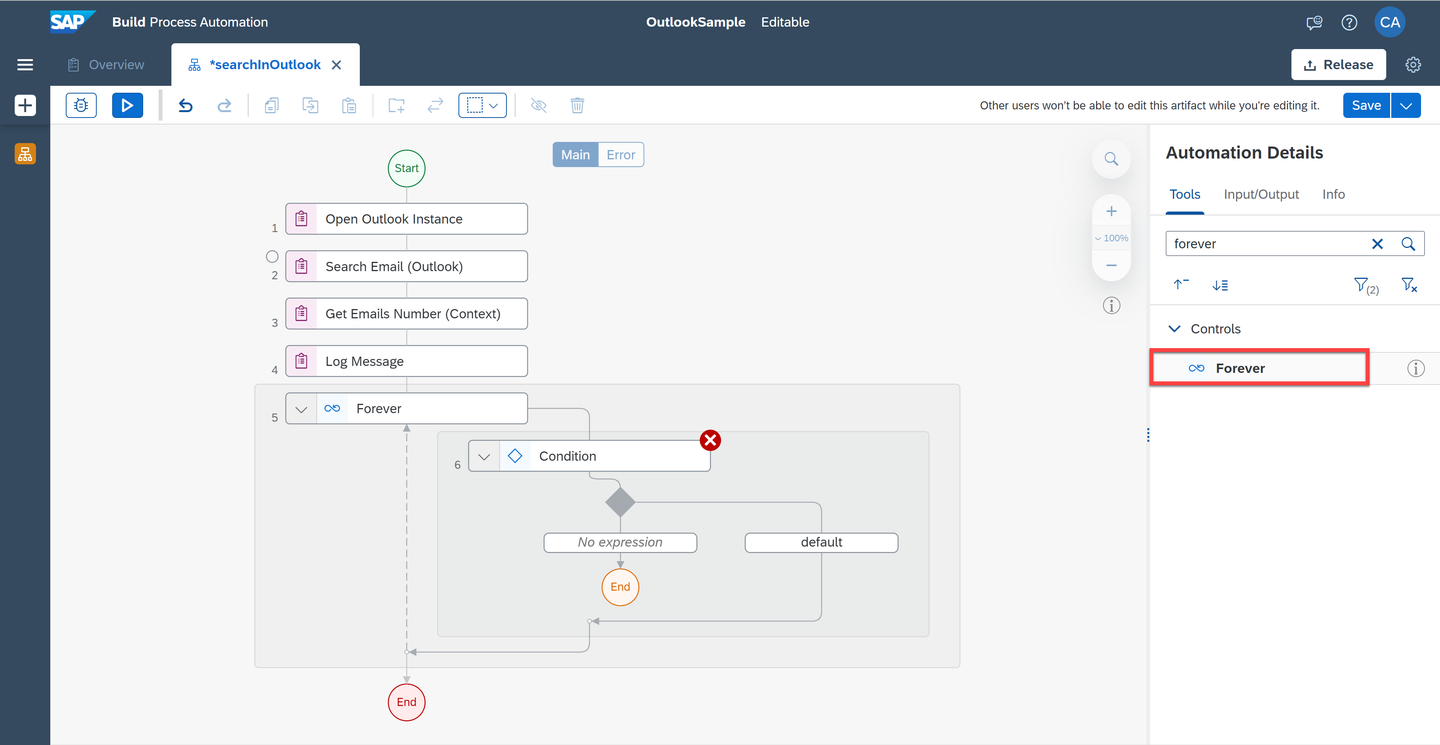 Add Forever Loop Activity