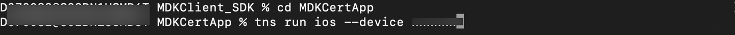 Run iOS MDK Client Terminal Command