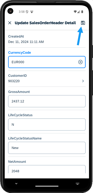 Entity Updated Toast Message Android