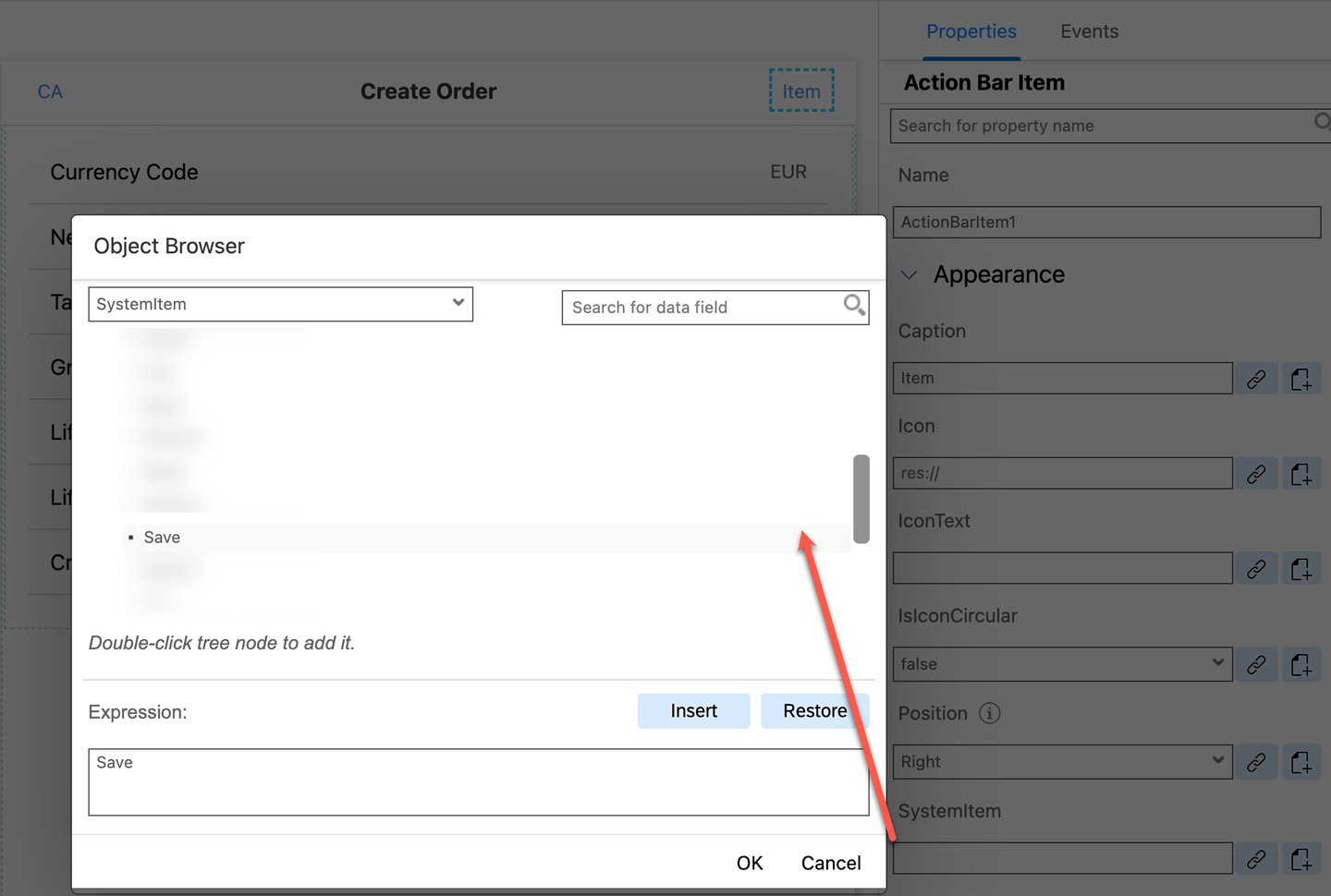 Save System Item Selected In Object Browser