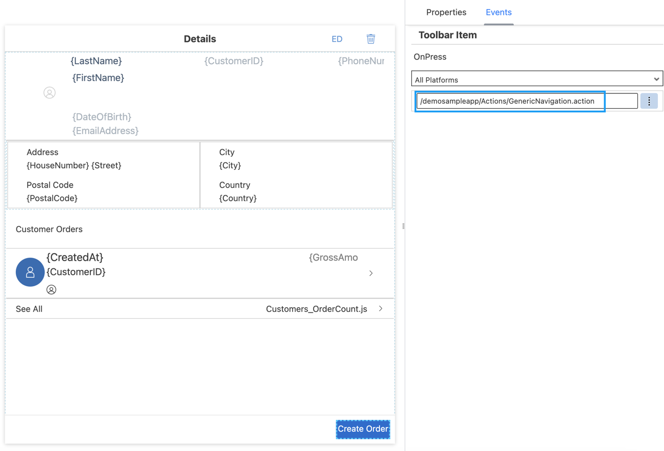 OnPress Bound To GenericNavigation Action