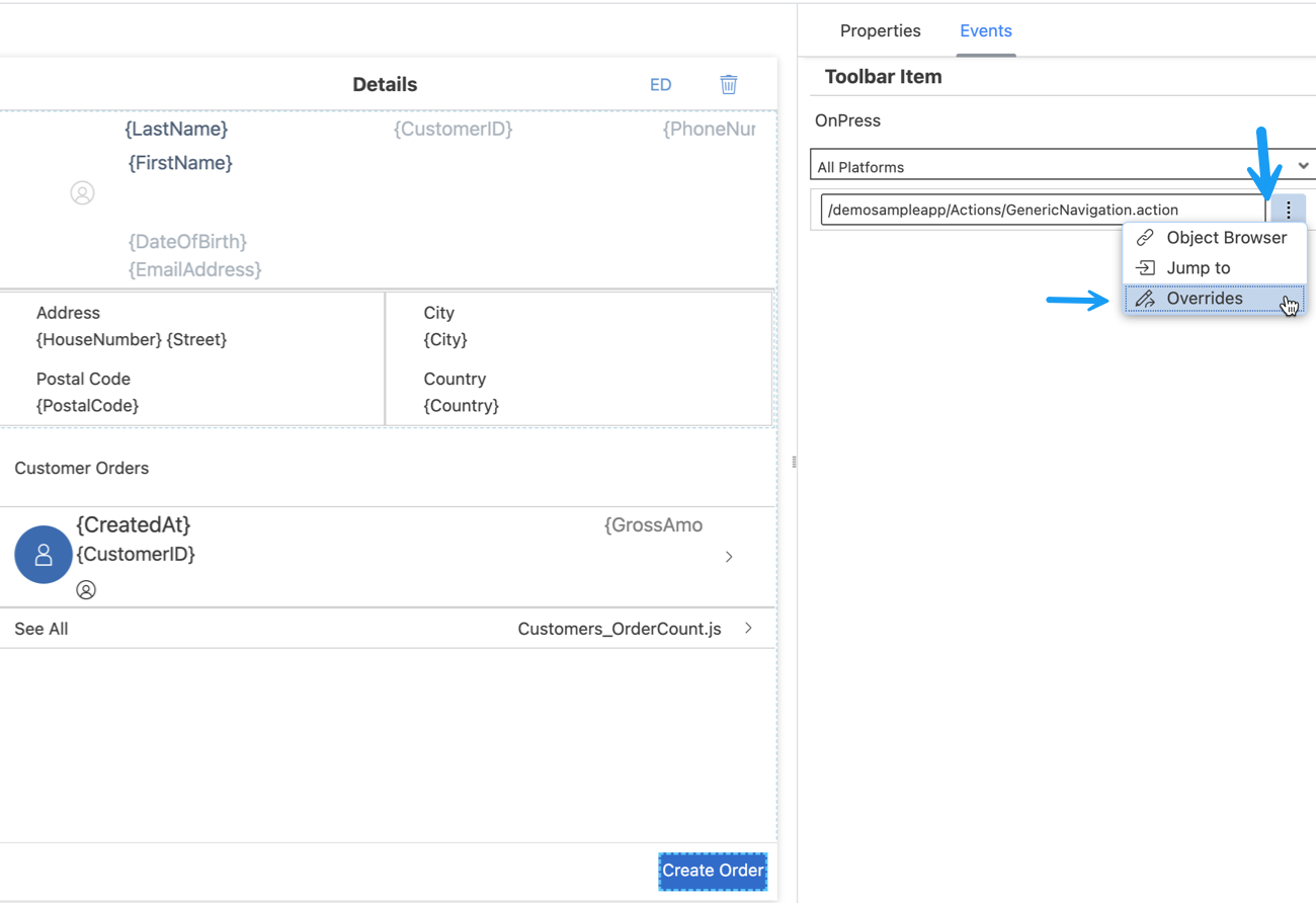 GenericNavigation Action Overrides Selected