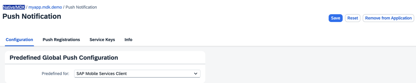 SAP Mobile Services Client Predefined Option Saved