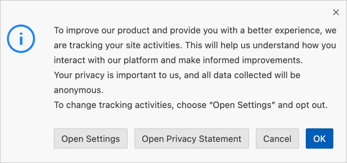 SAP BAS Usage Consent Dialog
