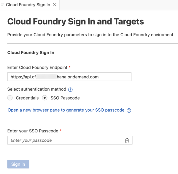 CF Login Credentials Dialog
