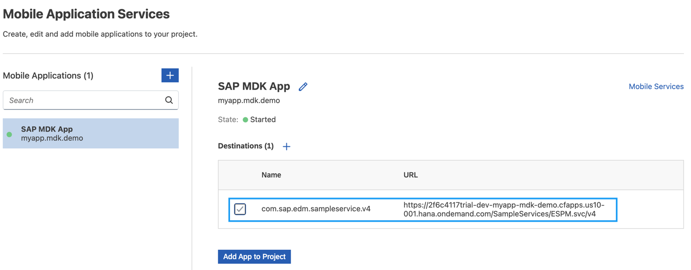 Destination Selection Add App To Project