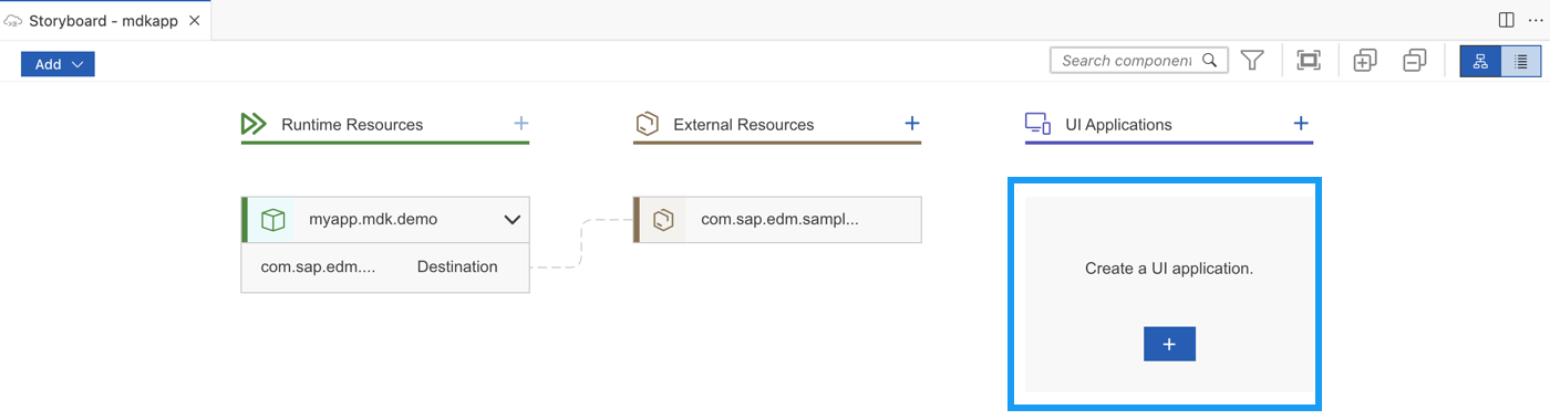Storyboard UI Application Add Button