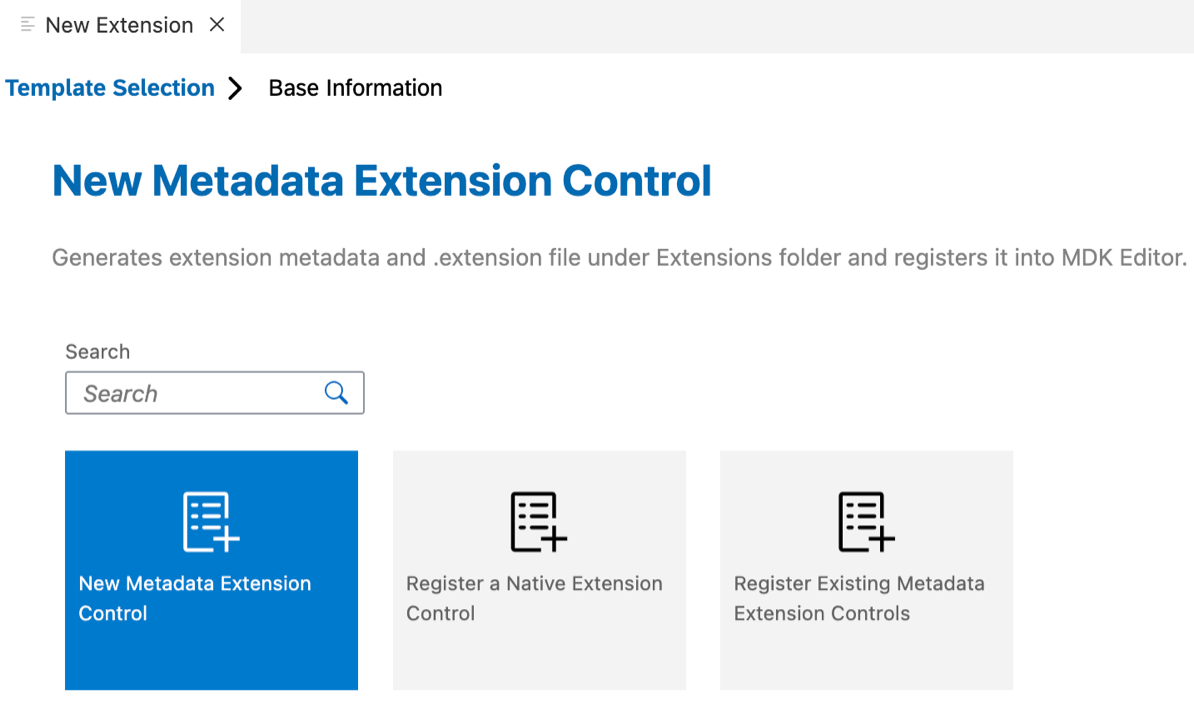 Template Selection New Metadata Extension