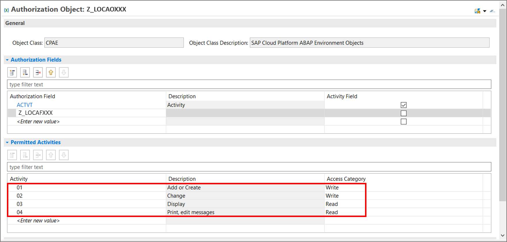 Create authorization object