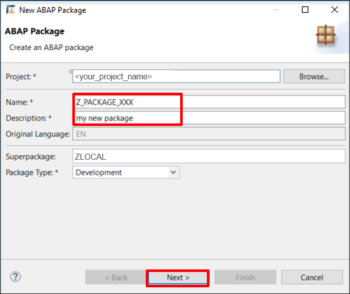 Create ABAP package