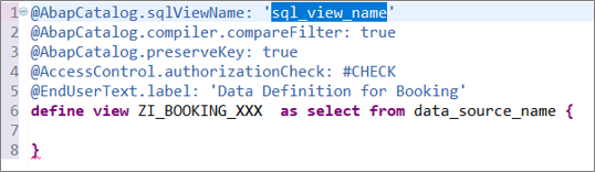 Specify SQL view