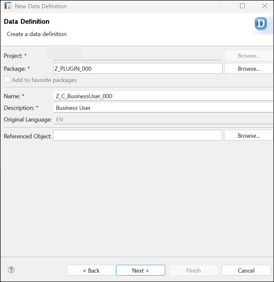Create data definition - Business User