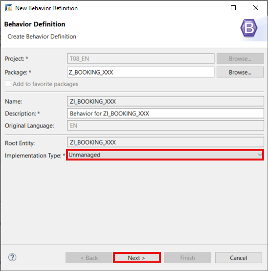 Create behavior definition