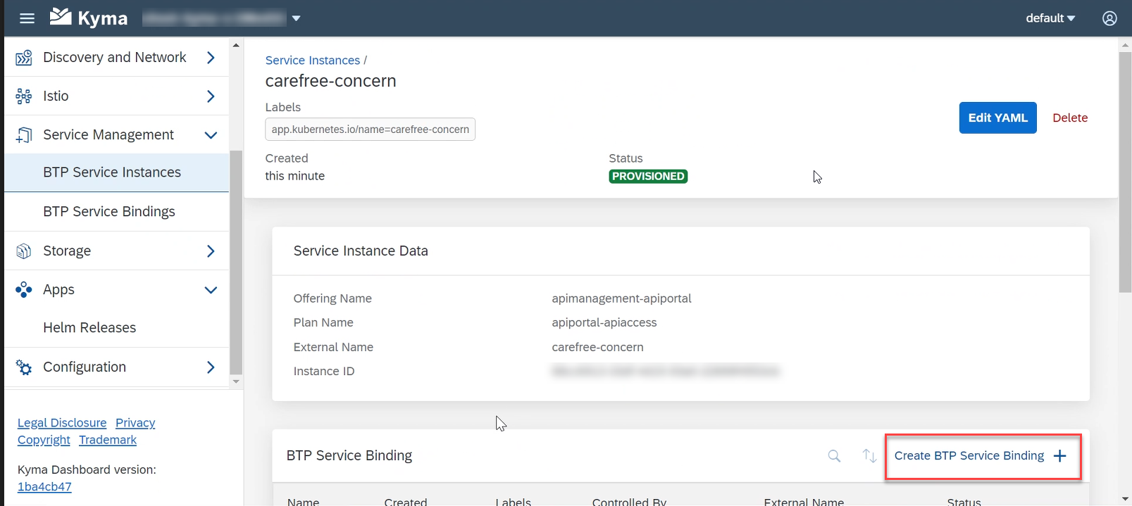 Create Service Binding