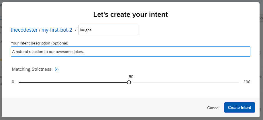 Create intent