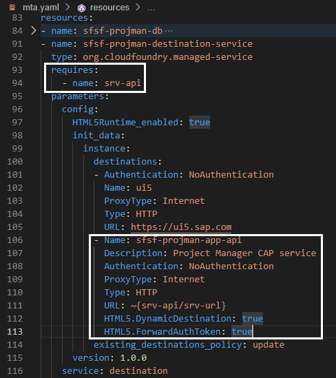 Figure 31 – New destination defined into the destination service