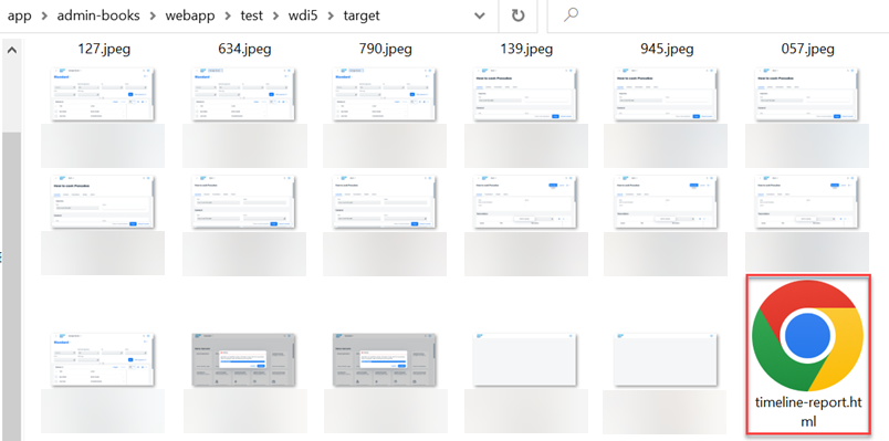 timeline-report.html in the file explorer