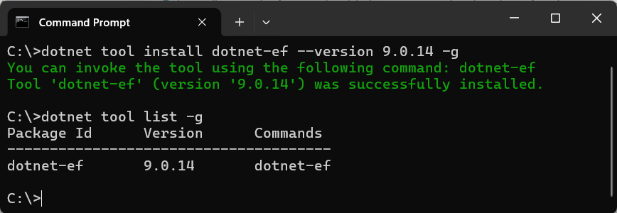 .NET Core EF CLI Install