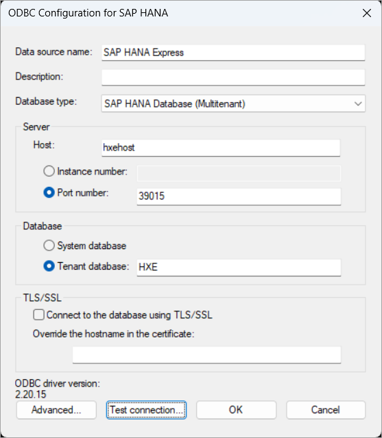 sap hana odbc driver