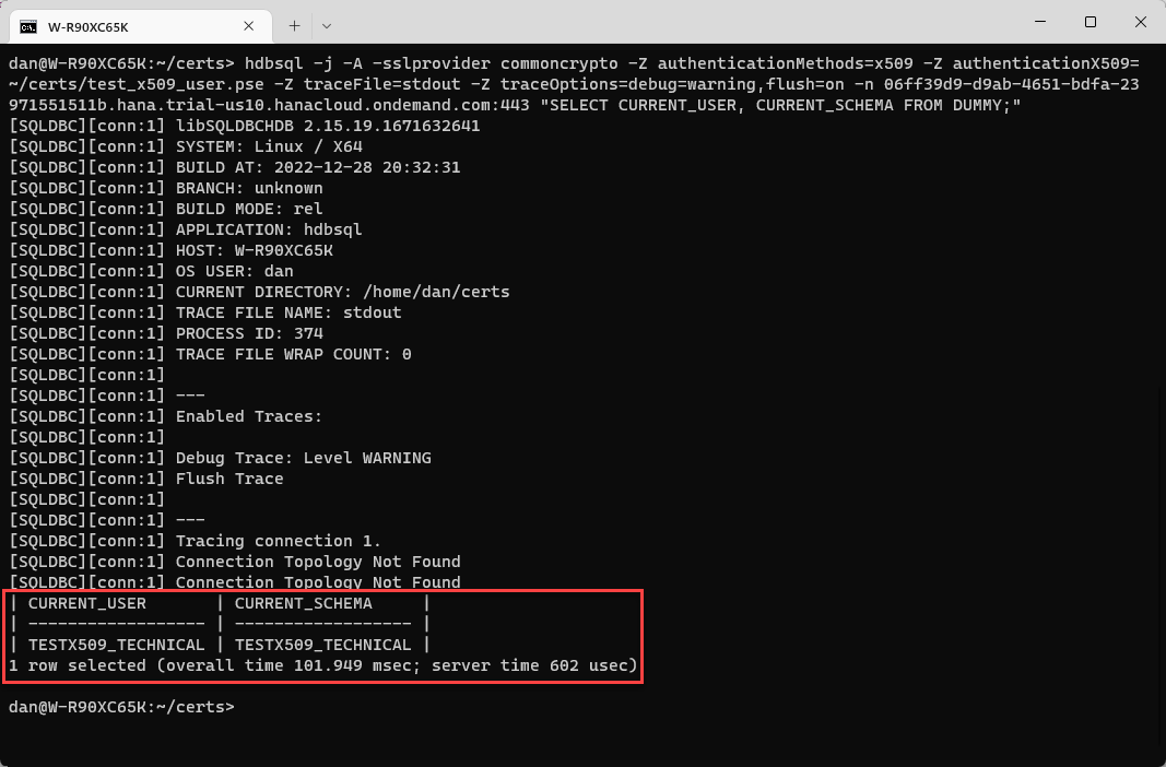 HDBSQL connection with commoncrypto