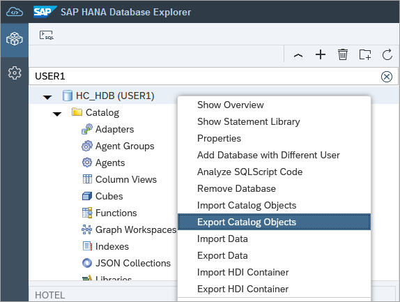 Open Export Catalog Objects Wizard