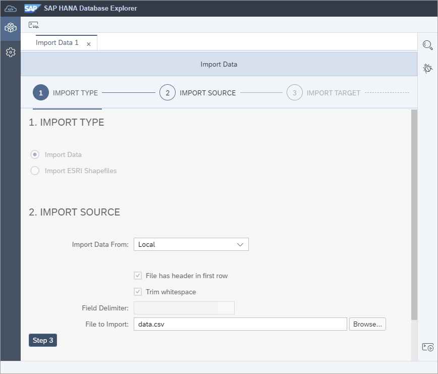 Choose file to import